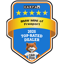 Carfax 2025 Top-Rated Dealer award for BMW MINI of Freeport, recognizing exceptional customer service and reliability in the Long Island area