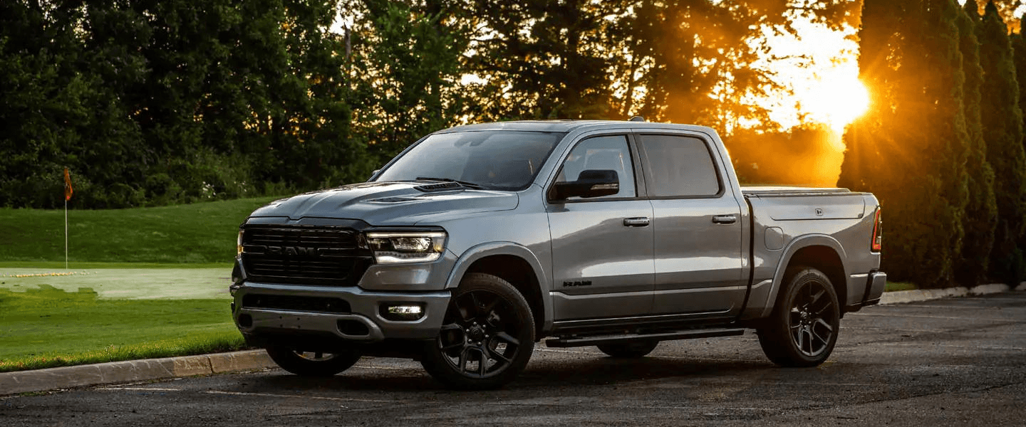Gray Ram 1500 at a golf course at sunset