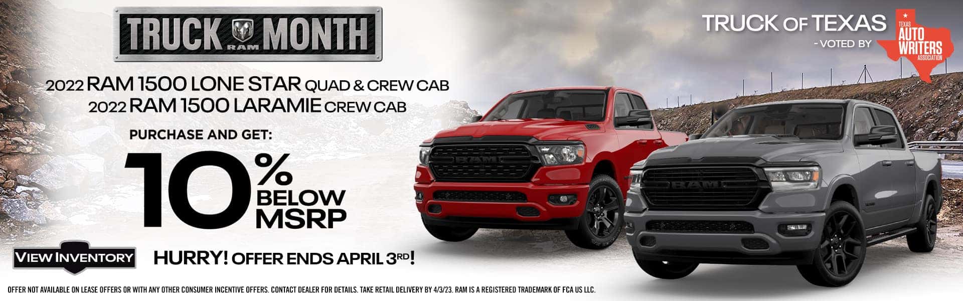 10% off 2022 Ram 1500 Lone Star