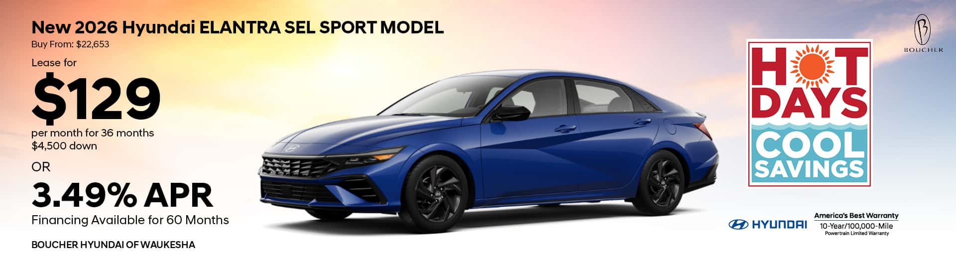 Save on a New 2026 Hyundai Elantra SEL Sport in Waukesha, WI