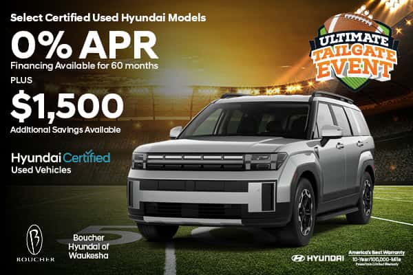 Get 0% APR financing PLUS $1,500 in Additional Savings on Selected Certified Used Hyundai Models