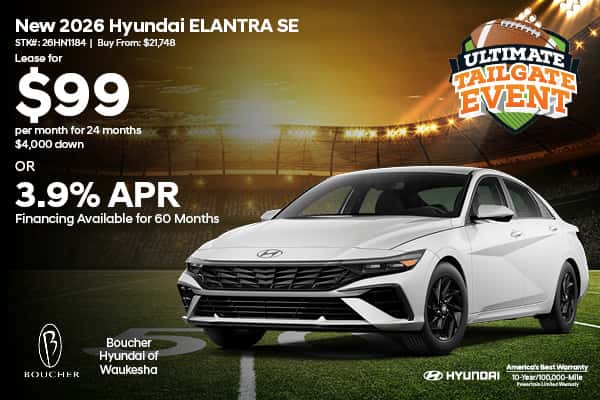 Lease a new 2026 Hyundai Elantra SE for $99/mo or get 3.9% APR