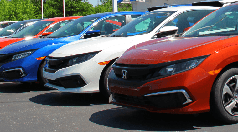 Row of Honda vehicle models