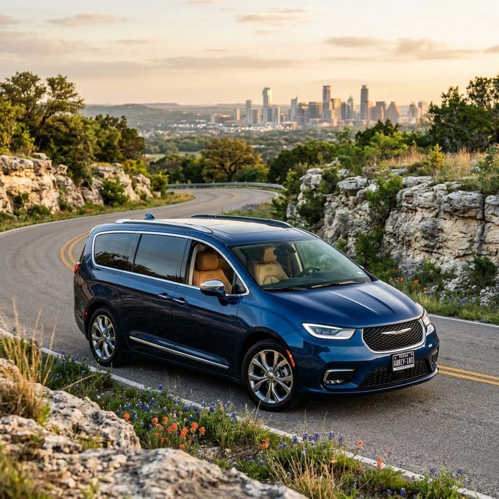 Chrysler Pacifica 100th Anniversary Edition on an austin texas road