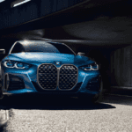 blue 2021 bmw 4 series exterior front view in viaduct