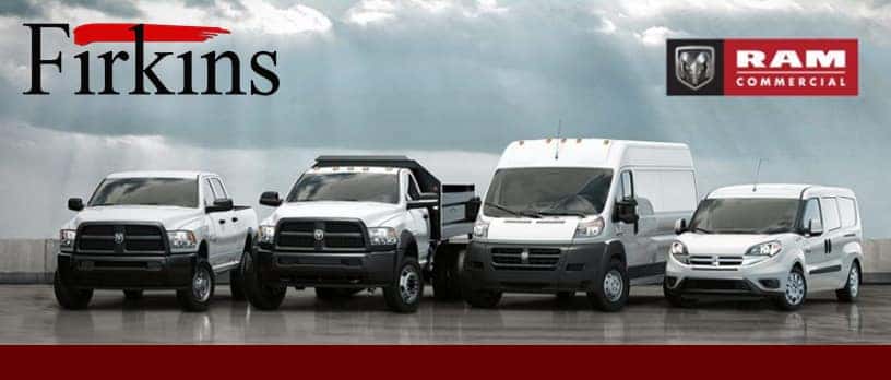 Commercial trucks in a line
