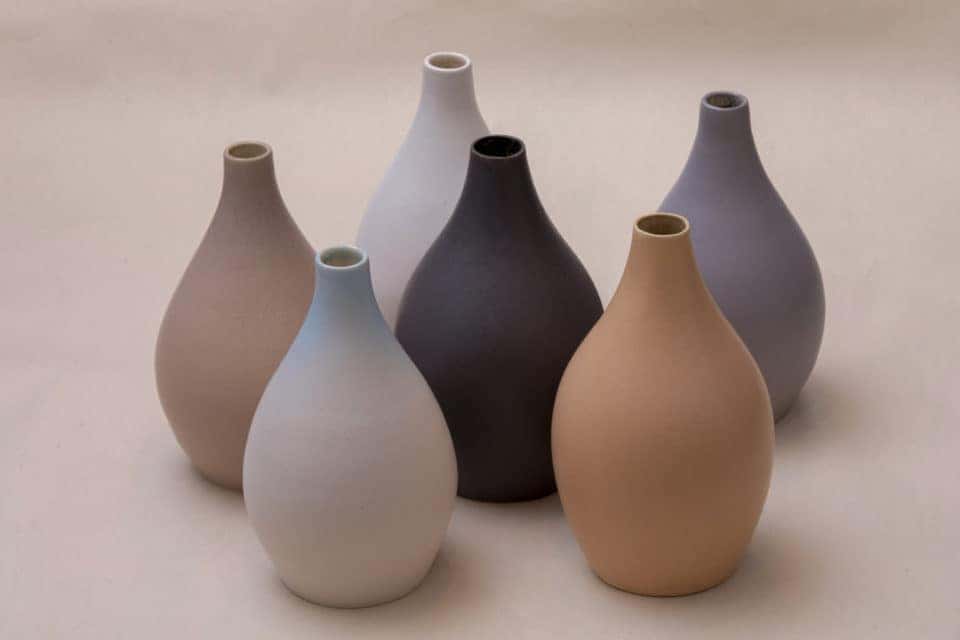Pastel colored ceramic vases