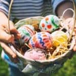 colorful Easter eggs in basket