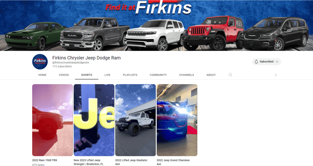 Picture of Firkins Chrysler Jeep Dodge Ram's Youtube Channel Shorts
