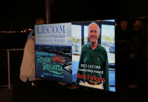 Bob Firkins LECOM Leadership award presentation at 2023 Regatta Gala in Bradenton
