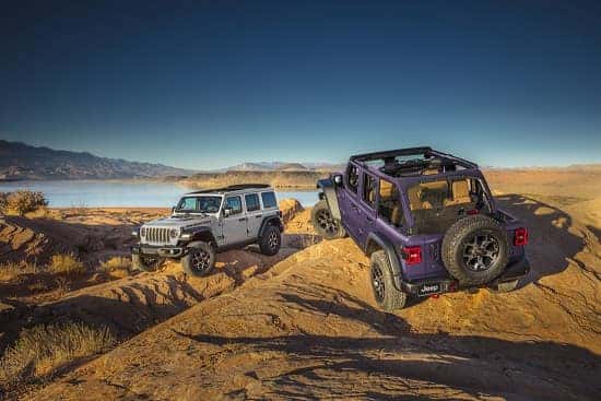 (2) Jeep Wranglers off-roading