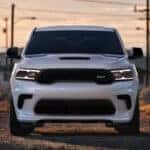 White Dodge Durango facing the front