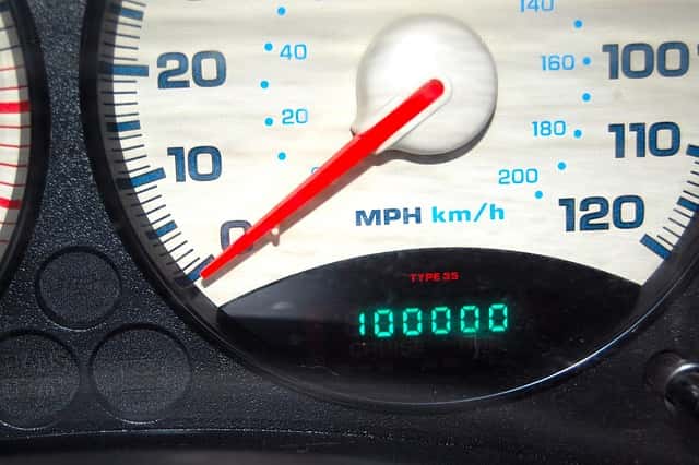 Odometer, 100,000 miles image.