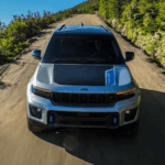 Jeep Grand Cherokee facing the front on a trail
