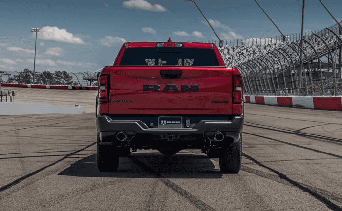 Red 2026 Ram 1500 Rebel on racetrack