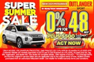 New 2021 Mitsubishi Outlander Sport – 0.0% for 48 months PLUS $500 APR Customer Rebate*