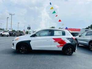 2024 Mitsubishi Mirage in white right side 