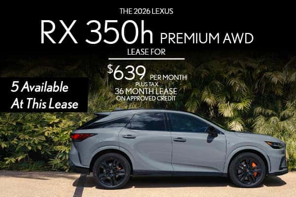 2026 Lexus RX 350h Premium AWD  Lease for $639 for 36 months with $4,999 Due at Signing