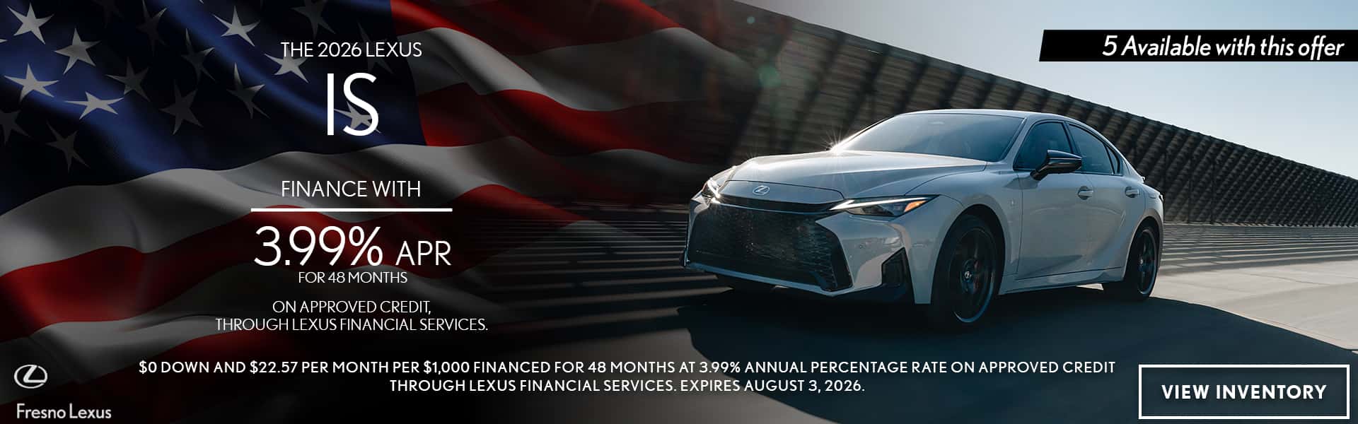 2026 Lexus IS 3.99% APR Financing for 48 months