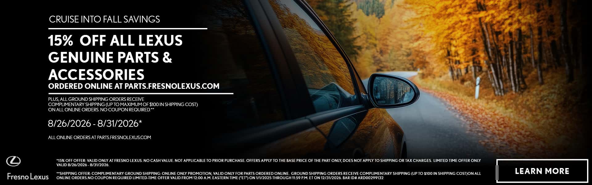 15% OFF ALL LEXUS GENUINE PARTS & ACCESSORIES