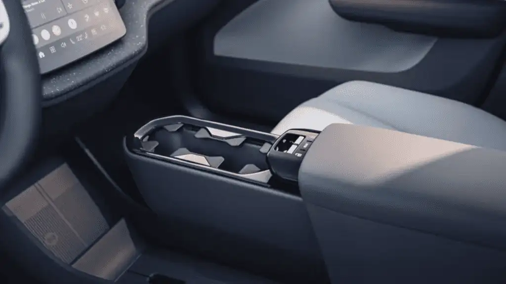 Front console of the 2025 Volvo EX30 showcasing its infotainment system, intelligent connectivity features, and minimalist Scandinavian dashboard layout.