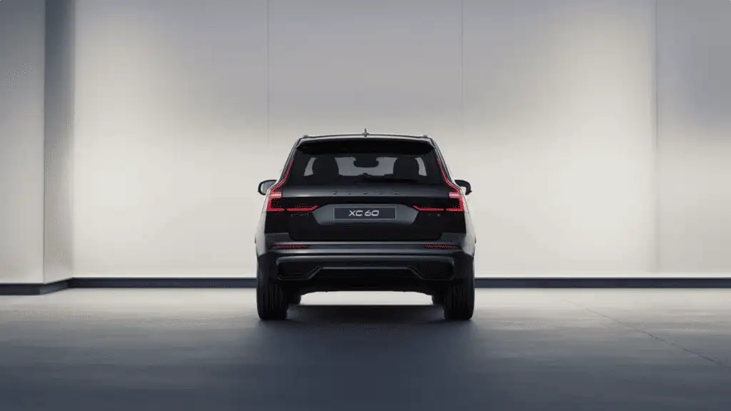 Rear view of the 2026 Volvo XC60 in Bristol TN, showcasing refined design, hybrid performance, and signature LED tail lights.