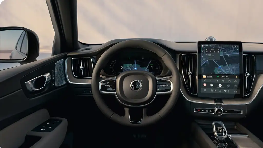 2026 Volvo XC60 integrated digital systems with driver display, touchscreen interface, and refined cockpit layout
