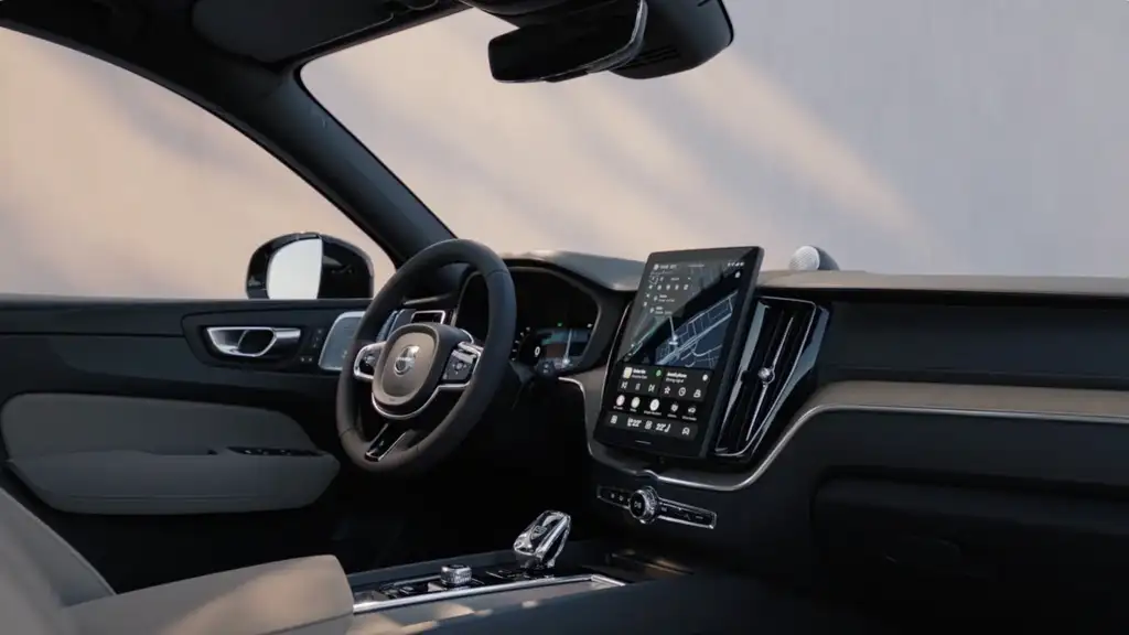 Interior of the 2026 Volvo XC60 Plug-in Hybrid featuring premium cabin layout, digital touchscreen display, and modern driver controls.