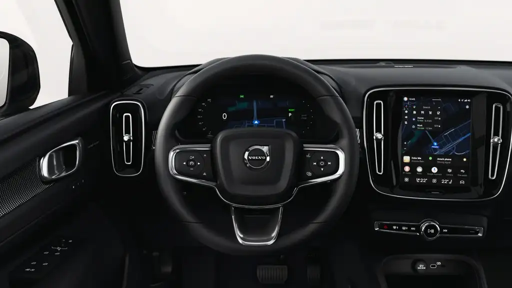 2026 Volvo EX40 dashboard with vertical touchscreen display and digital instrument cluster near Johnson City, TN.