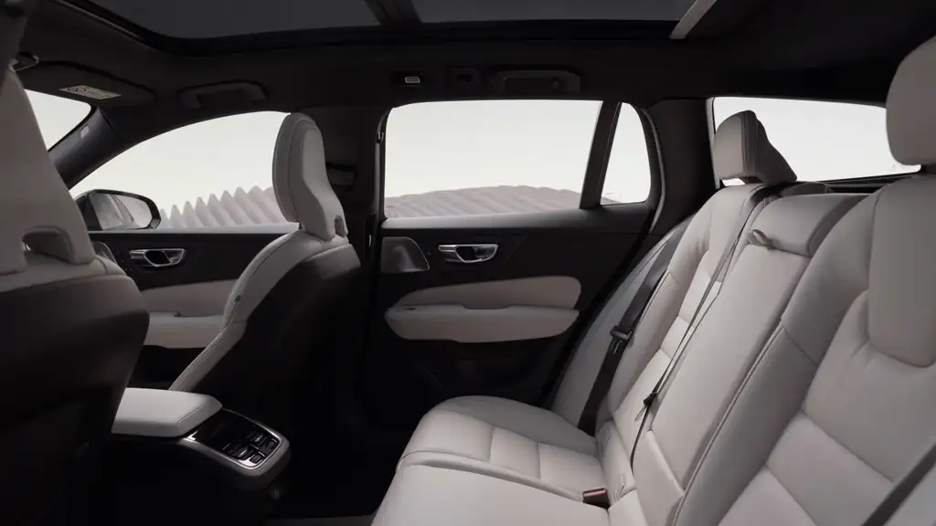 2026 Volvo V60 Cross Country spacious rear cabin with light gray leather seats near Johnson City, TN.