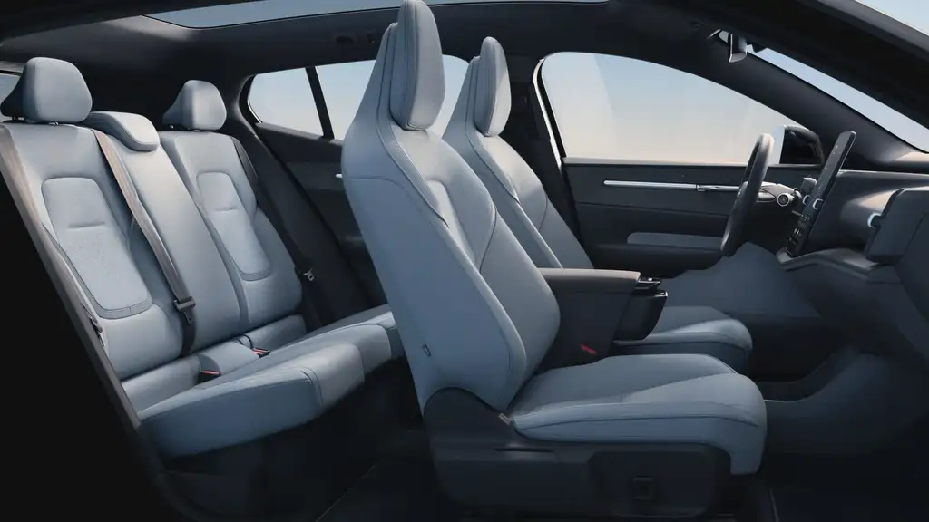 2026 Volvo EX30 interior cabin with front and rear seating layout