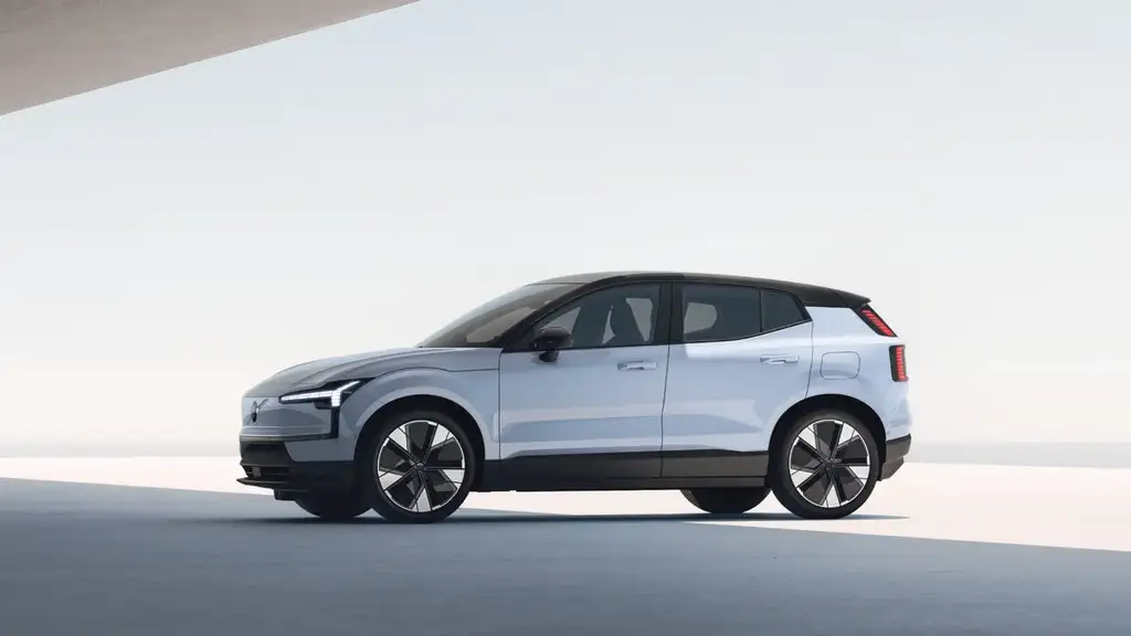2026 Volvo EX30 electric SUV side profile view near Asheville NC