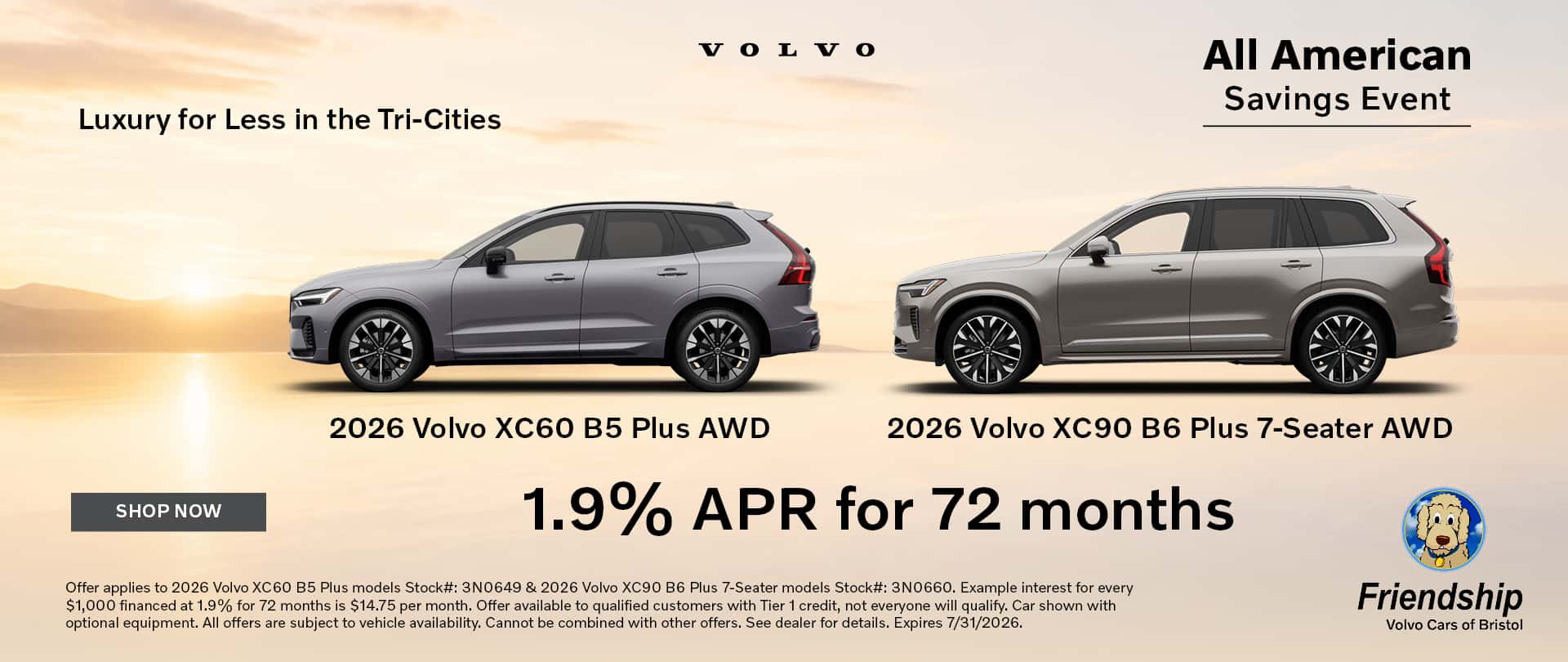 1.9% APR available on Select New Volvos!