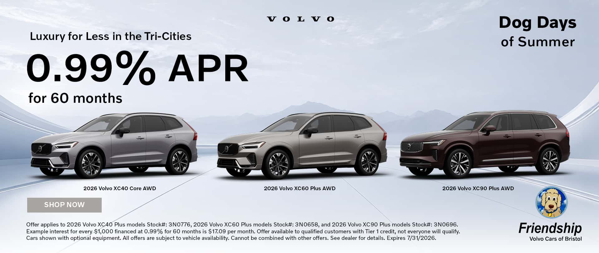 0.99% APR Available on select new 2026 Volvos!