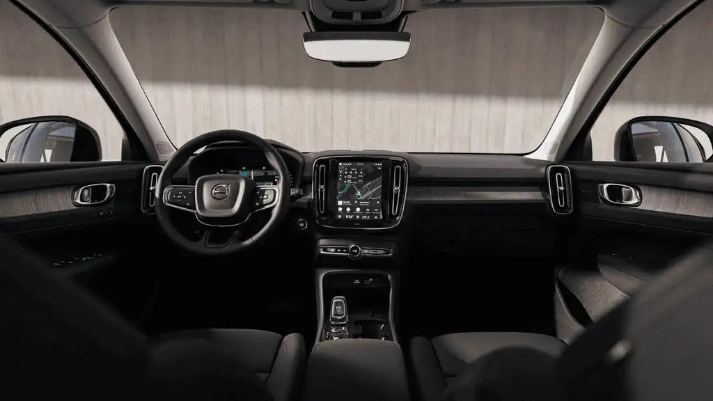 2026 Volvo XC40 portrait touchscreen infotainment and dashboard interior view