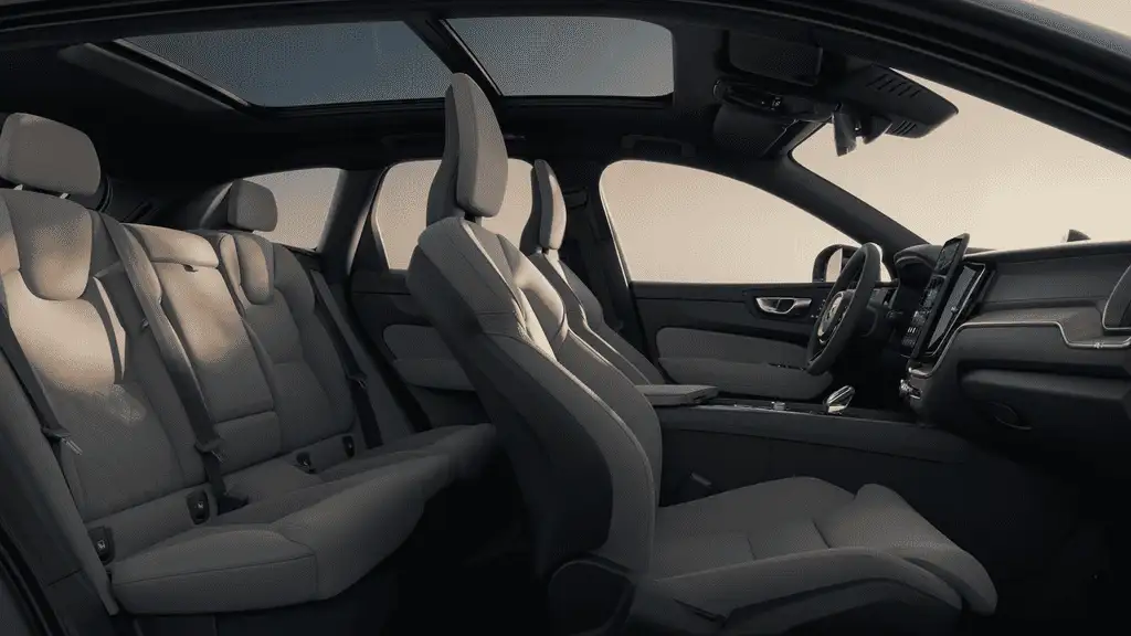 2026 Volvo XC60 plug-in hybrid beige leather full cabin seating side interior view