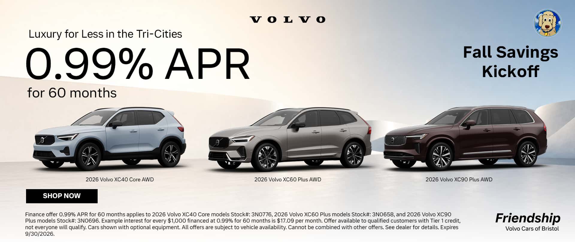 0.99% APR Available on Select New Volvos!