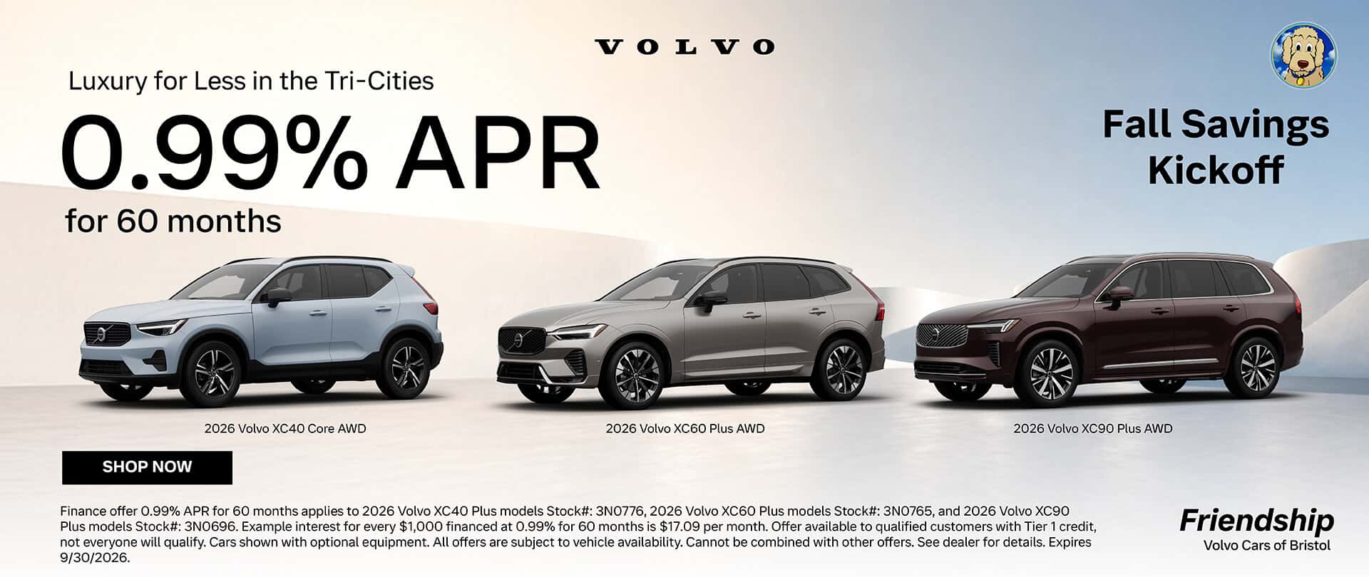 0.99% APR Available on Select New Volvos!