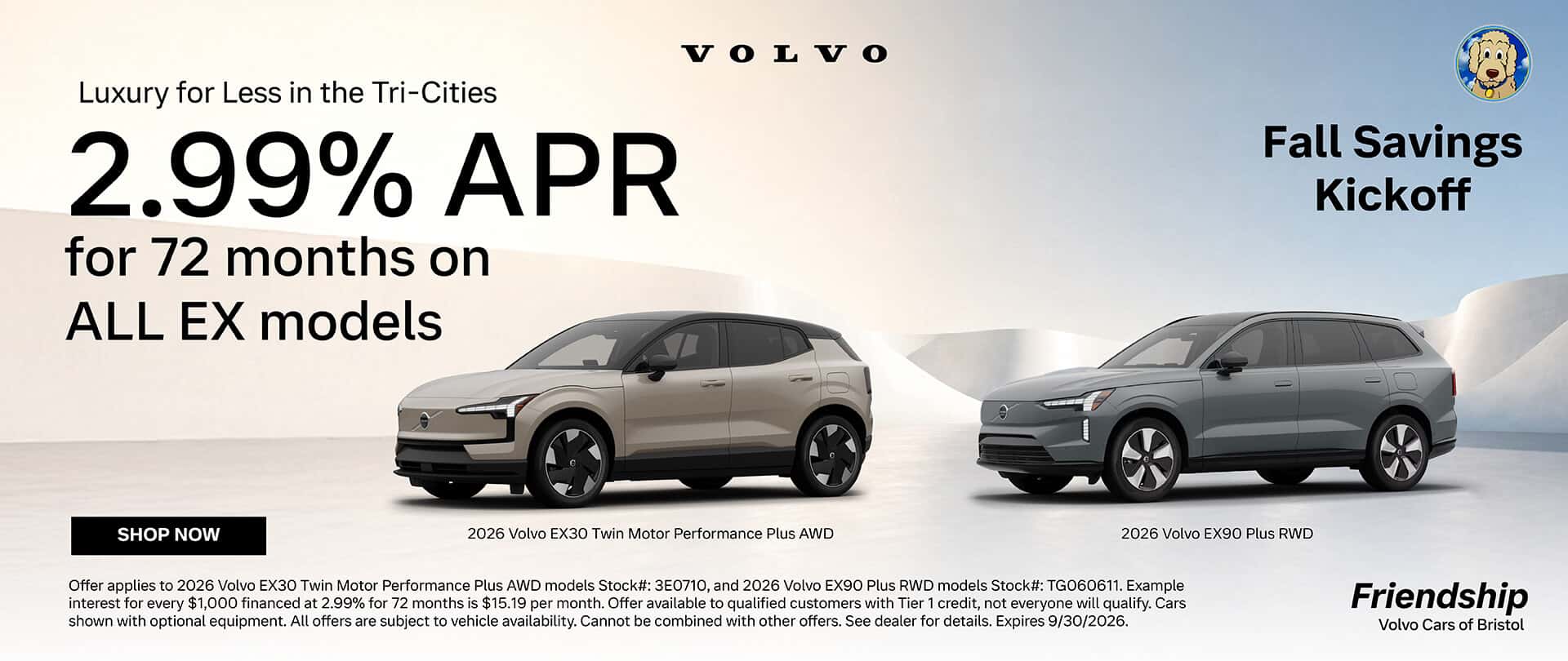 2.99% APR Available on All New Volvo EXS!