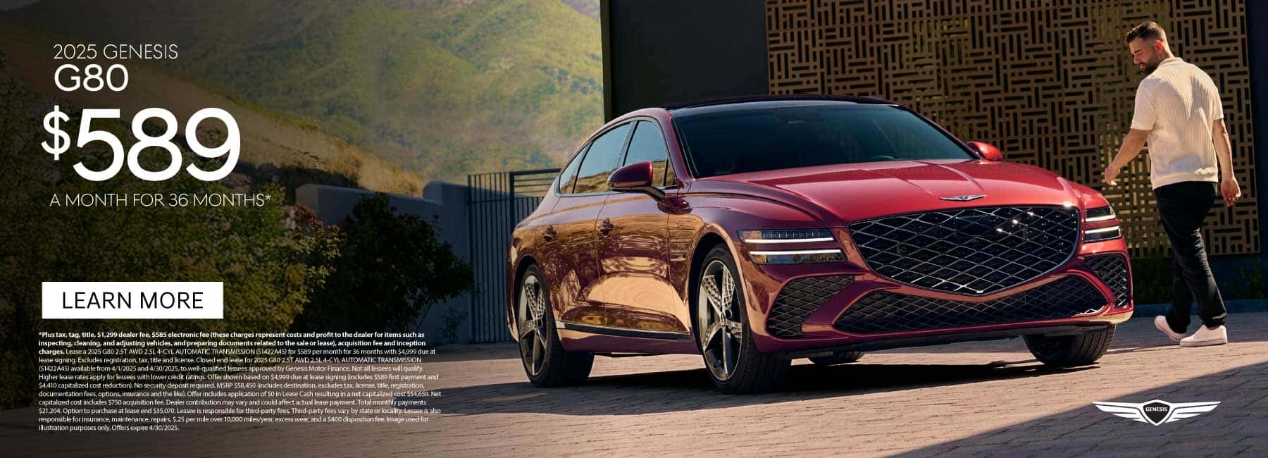 2025 Genesis G80 $589 a month for 36 Months*