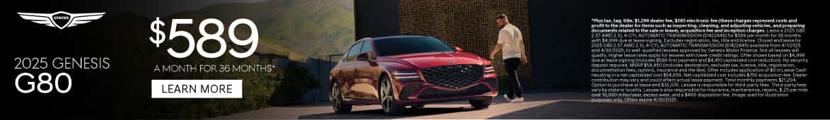 2025 Genesis G80 $589 a month for 36 Months*