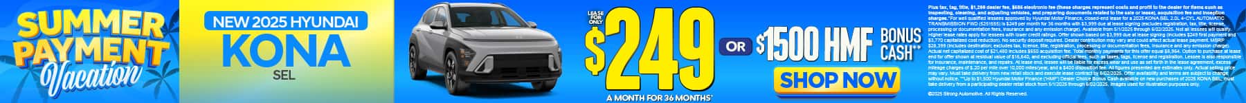2025 Hyundai Kona SEL $249 a Month for 36 Months* or $1,500 HMF Bonus Cash**