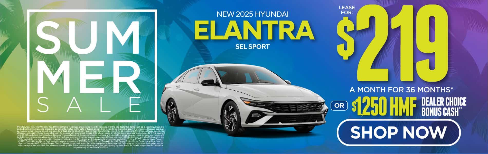 New 2025 Hyundai Elantra SEL Sport $219 a month for 36 Months* or $1,250 HMF Dealer Choice Bonus Cash**