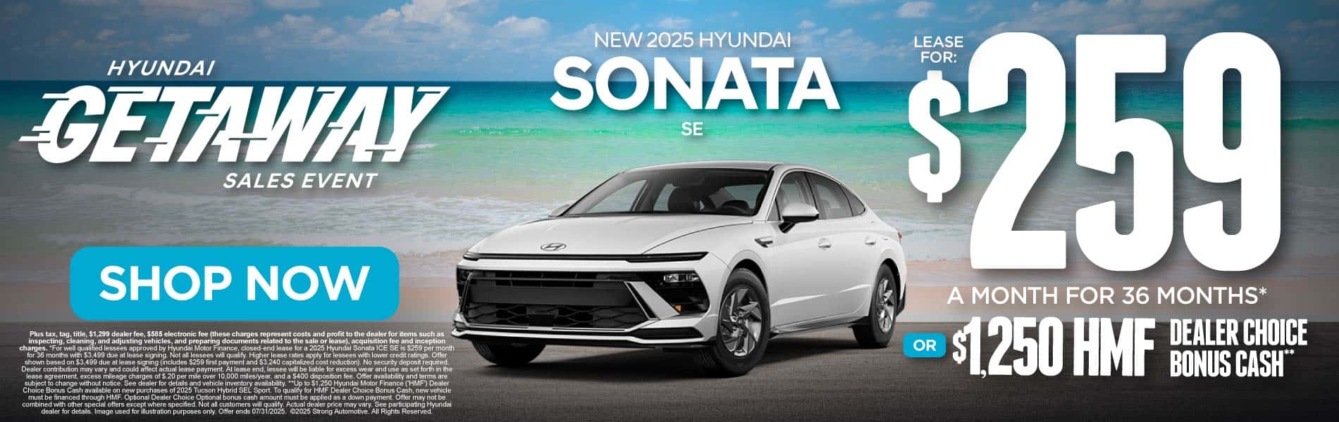 New 2025 Hyundai Sonata SE $259 a month for 36 Months* or $1,250 HMF Dealer Choice Bonus Cash**
