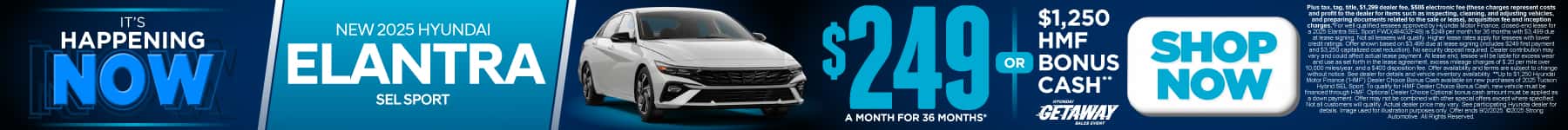 New 2025 Hyundai Elantra SEL Sport $249 a month for 36 Months* or $1,250 HFM Bonus Cash**