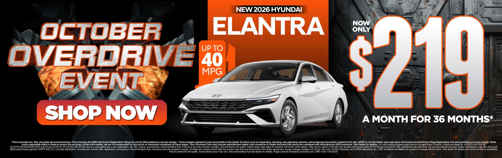 New 2026 Hyundai Elantra $219 a month for 36 months*