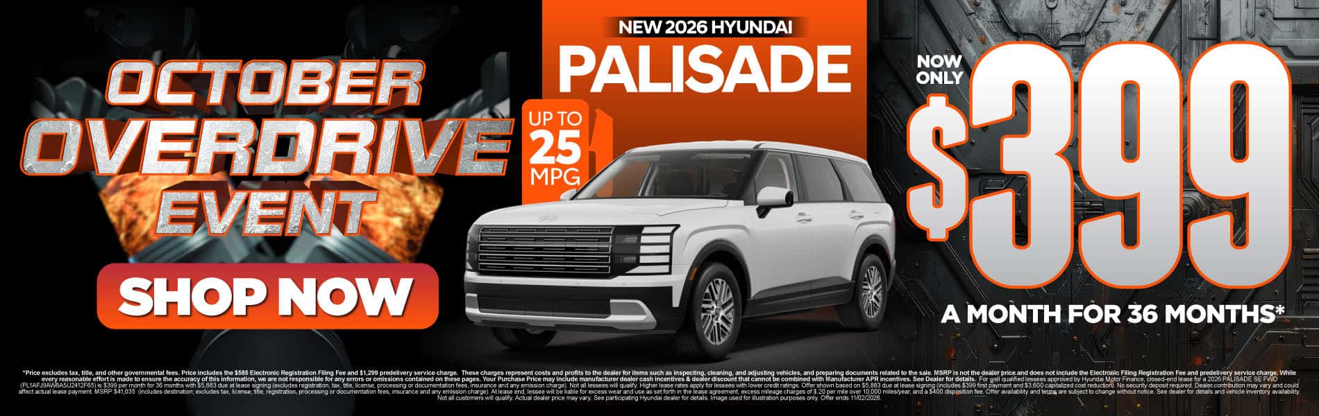 New 2026 Hyundai Palisade $399 a month for 36 months*