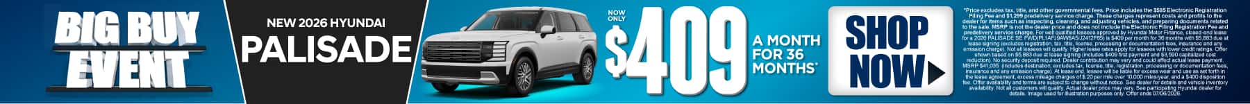 New 2026 Hyundai Palisade $409 a month for 36 months*