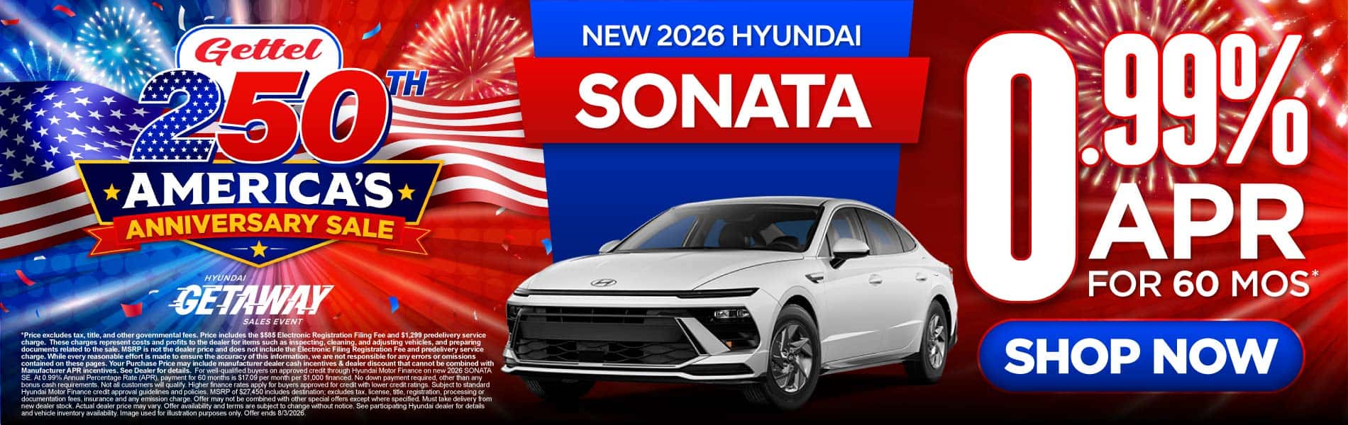 New 2026 Hyundai Sonata 0.99% APR for 60 months*
