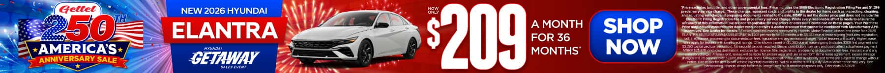 New 2026 Hyundai Elantra $209 a month for 36 months*